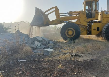 قلع و قمع ساخت و سازهای غیرمجاز در اراضی ملی شهرستان کرمانشاه