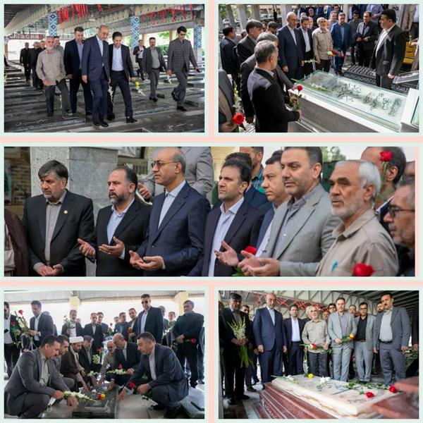 به مناسبت گرامیداشت روز جهانی کارگر، گلزار شهدا در کرمانشاه غبارروبی و عطر افشانی شد